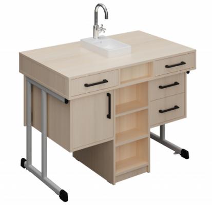 Стіл вчителя демонстраційний з мийкою, стільниця покрита пластиком HPL, БРІК